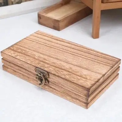 

Wooden Storage Box Small Boxes with Lids Decorative Trinket Rustic Glasses Case