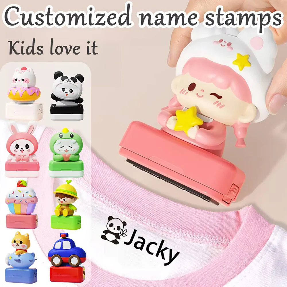 Personalisierter Namensstempel Pro für Kinder – individuelles Namensset mit Gravur, lichtecht, wasserfest, für die Schule
