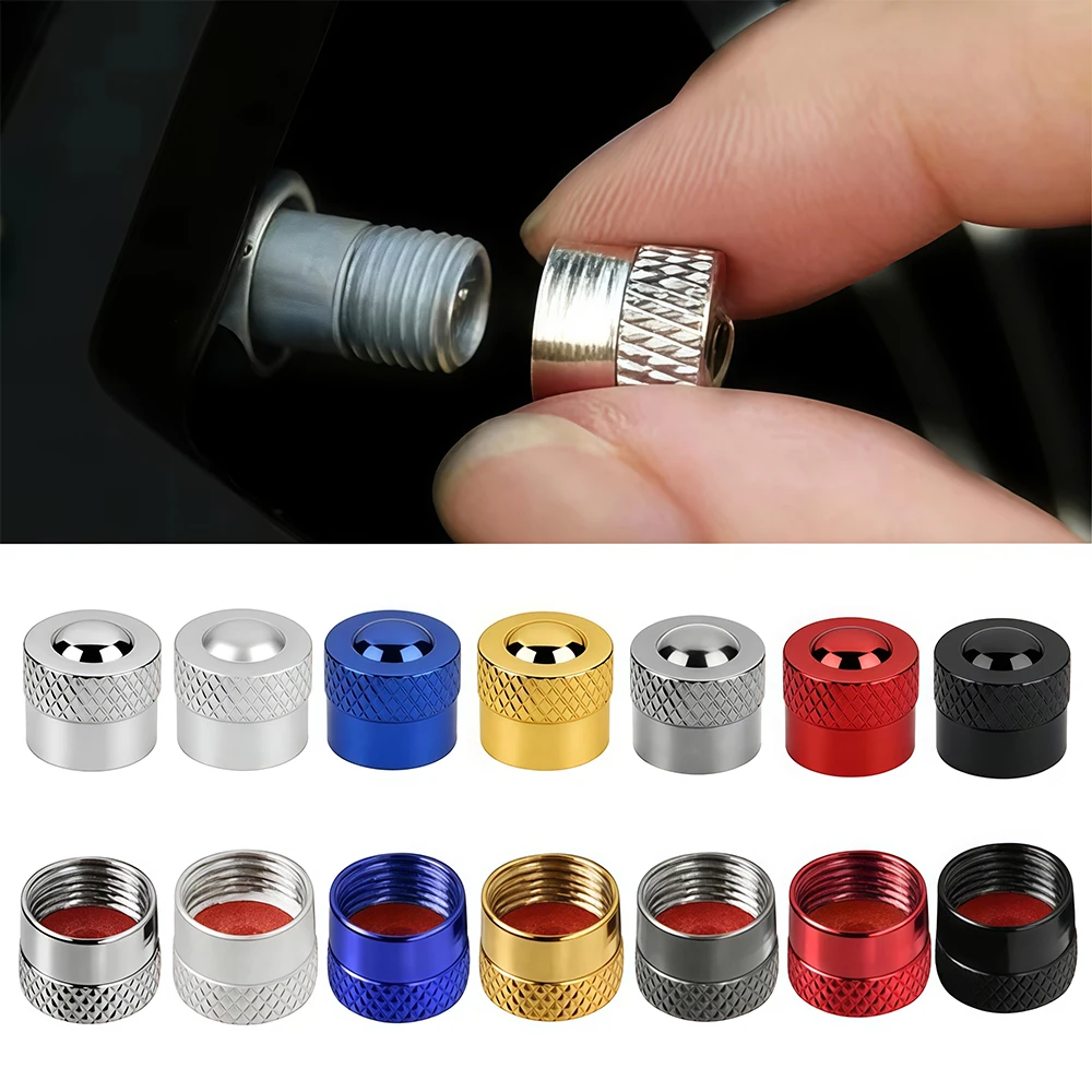 4Pcs Universal Tire Valve Stem Caps with O Rubber Ring, Leak-Proof & Dustproof Wheel Valve Covers for Bikes & Most Vehicles
