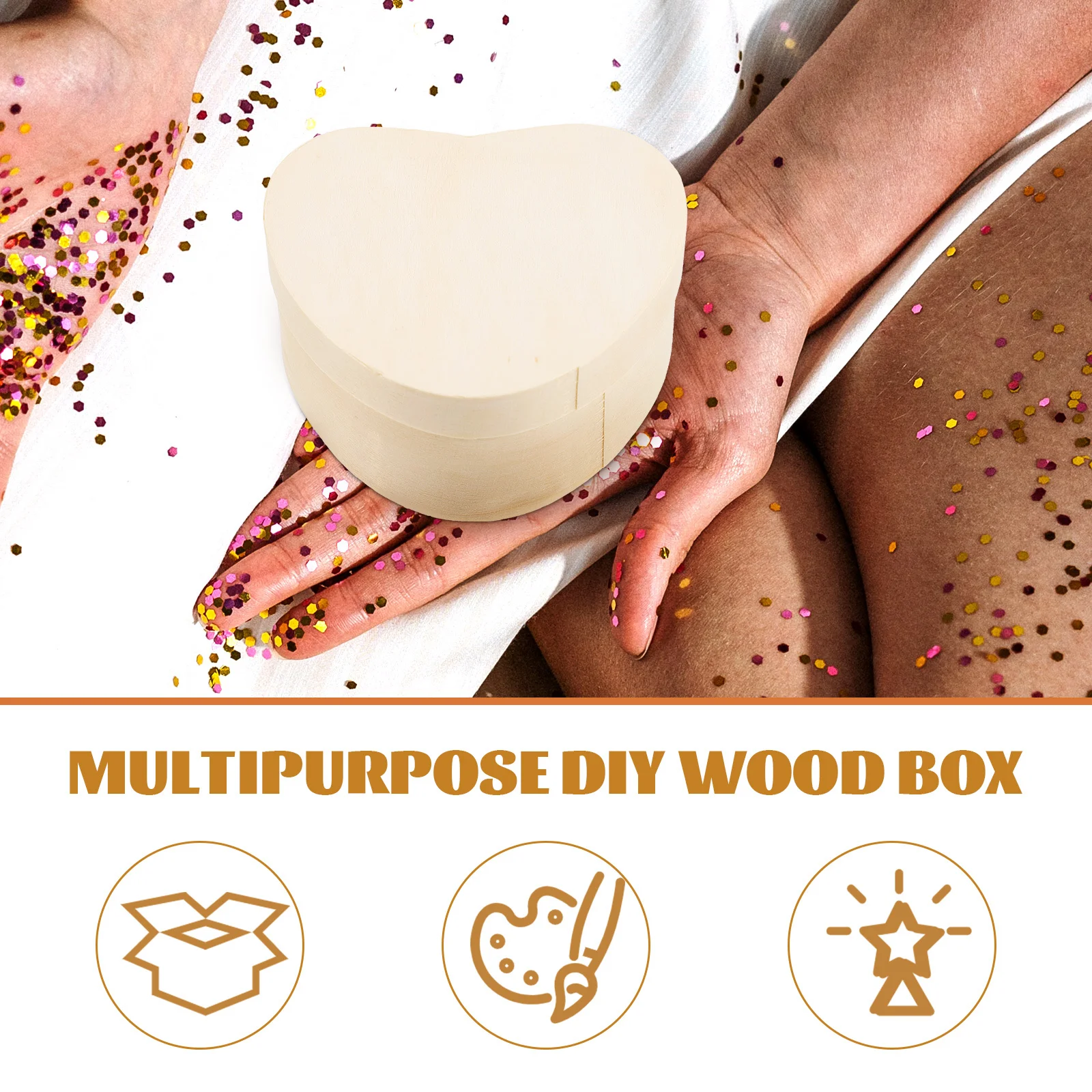 2Pcs Heart Shape Wood Boxes Unfinished Blank Natural Wood Jewelry Storage Boxes DIY Craft Jewelry Box Wooden Storage Box