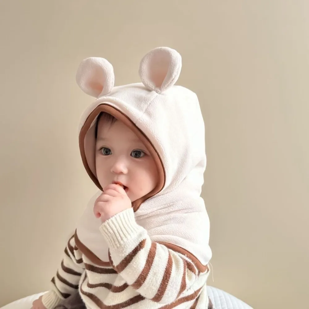 

New Cute Animal Ears Baby Hat Scarf Set Warm Windproof Balaclavas Integrated Polar Fleece Ear Protection Hat Autumn and Winter