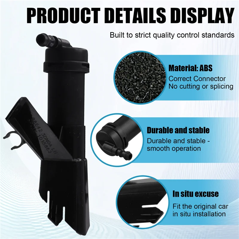 

A82M-1Pair Car Front Headlight Washer Nozzle Jet 28642-3DN0A 28641-3DN0A For Nissan Tiida 2011-2015 Headlamp Sprayer Jet
