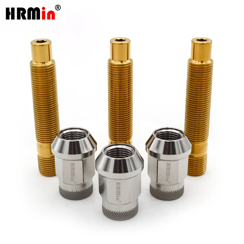 HRMin stud kits Gr.5 titanium 20pcs wheel stud M14*1.25*78mm with 20pcs titanium nut M14*1.25*35mm for BMW MINI Rolls-royces