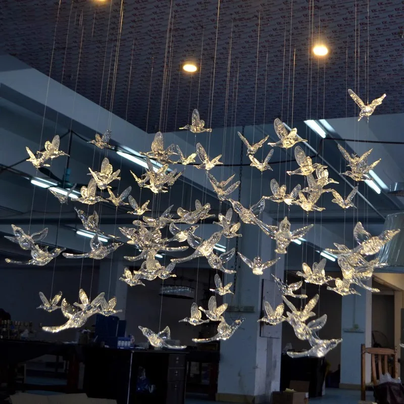 1PCS Creative Transparent Bird Decorative Pendant Home Hotel Ceiling Ceiling Hanging Acrylic Hummingbird Wedding Decoration
