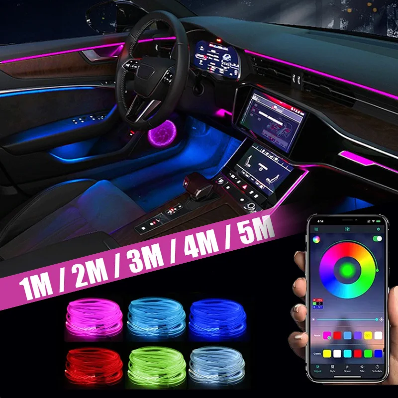 

Led Car Ambient Light With USB Wireless Remote App Control Neon RGB Auto Interior Decorative Atmosphere Lamp LED Strip 1-5M