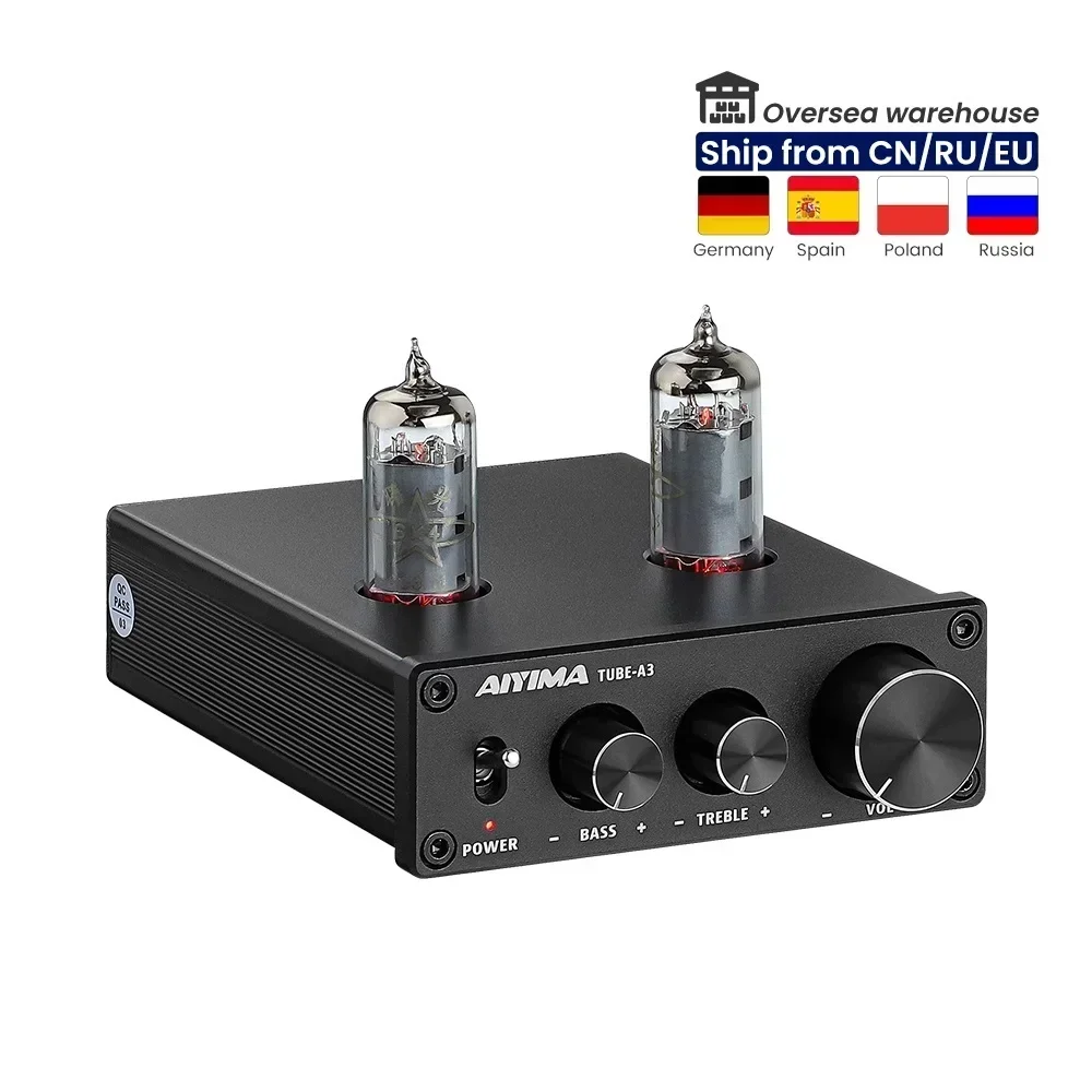 US.EU 6K4 Tube Amplifier Bile Preamplifier HIFI Preamp Treble Bass Adjustment Audio Preamplifier DC12V For Amplifier Speaker