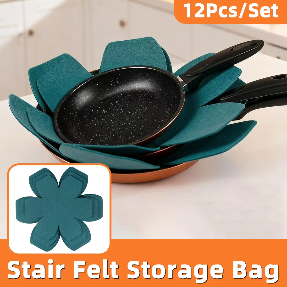 12 Pieces Of Cookware Protective Felt Scratch Resistant And Non Stick Insulation Pad Pot Bottom Insulation Protection Cookware