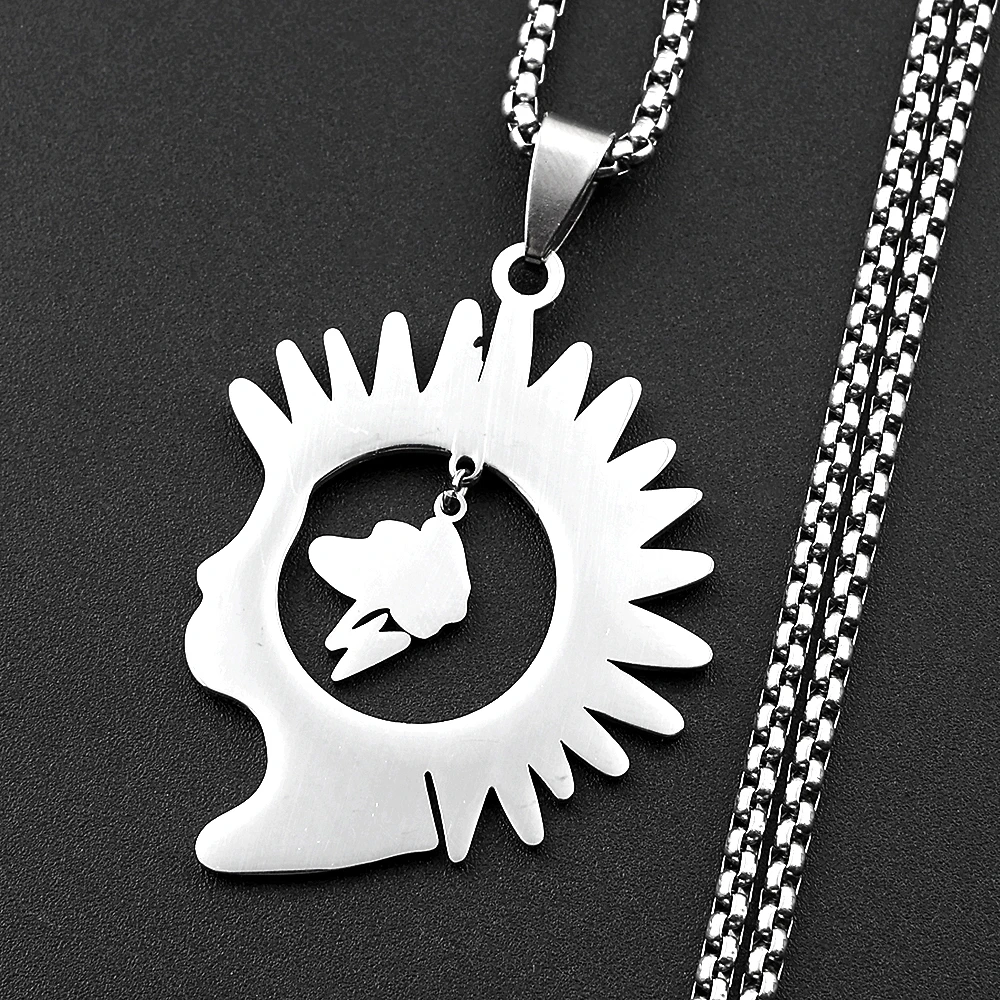 Herren Old Punk Stachelhaar-Mohawk-Halskette aus Edelstahl, Brainstorming Mohican Hahnenkamm Kunst Party Halskette Schmuck – Detail 4