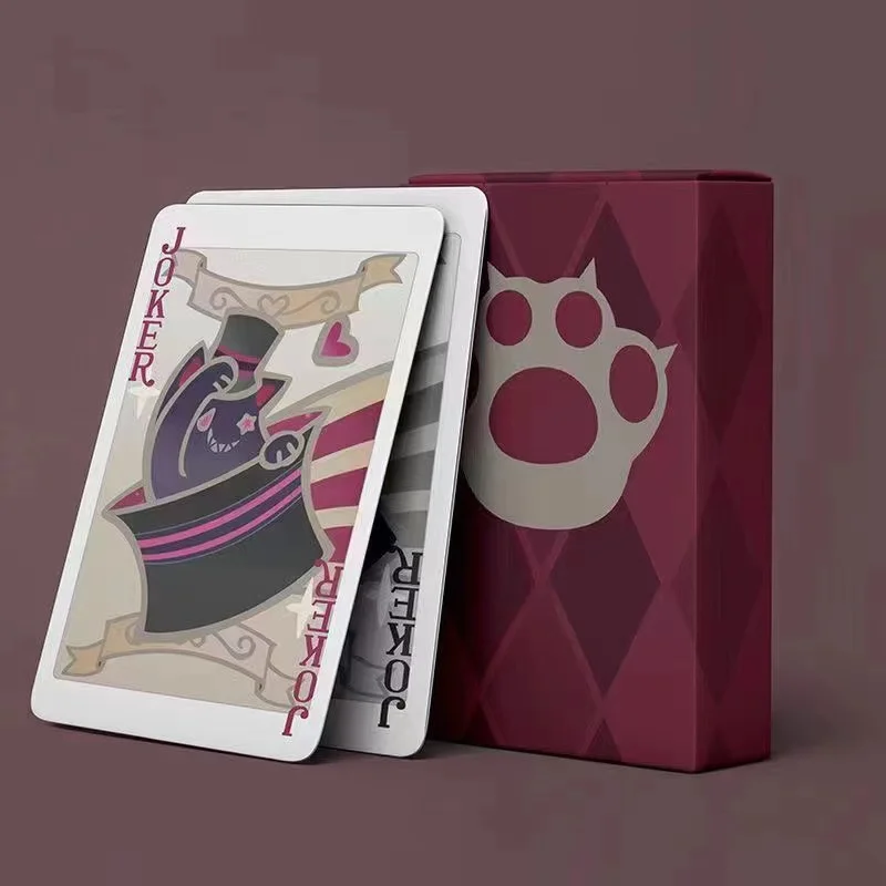 55Pcs Game Genshin Impact Lyney Hero Cosplay Poker Magic Playing Cards Halloween Party Decor Xmas Gifts Fans Collection