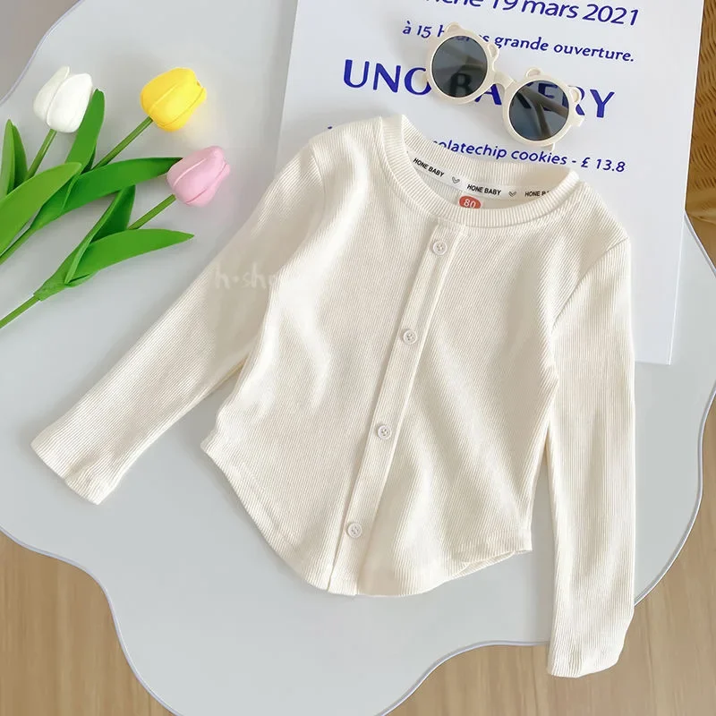 Children\'s T-Shirts Slim Top Solid Color Fashion Breasted T-shirt Long Sleeve Girls Play Undershirt Kids Clothes for Girls