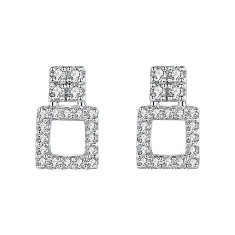 

S925 Silver Full Diamond Studs Aretes Para Mujer Jewelry Korean Earrings for Women