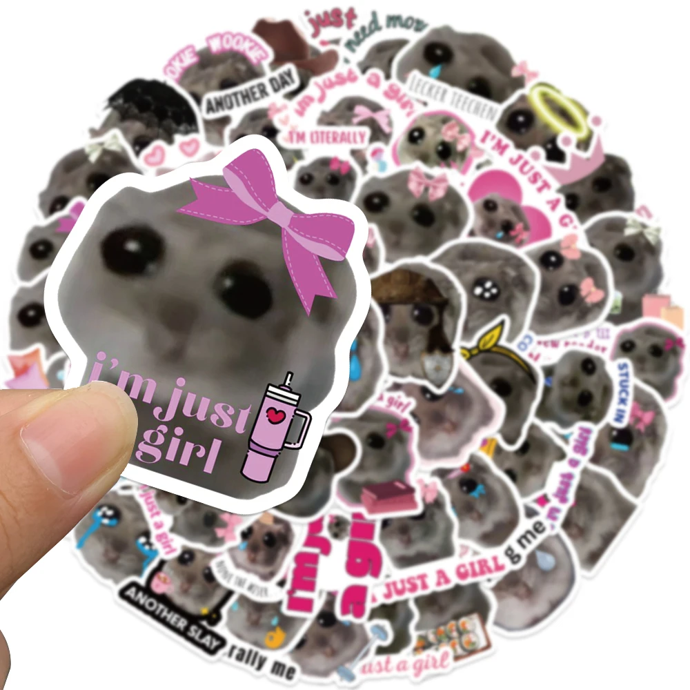 56PCS Funny Sad Hamster Meme Just a Girl Sticker Aesthetic DIY Stationery Children\'s Sketchbook Laptop Diary Scrapbook Supplies