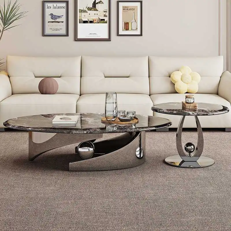 

Foshan personalized coffee table marble living room light luxury modern round small apartment simple minimalist