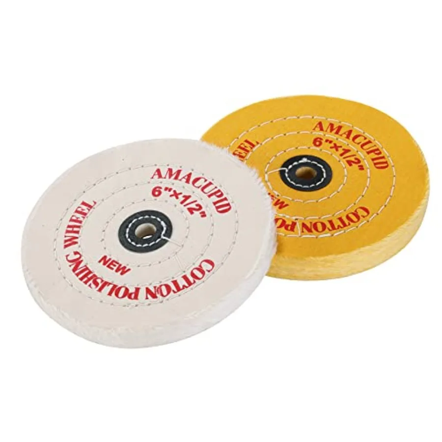 

Cotton Buffing Wheel Kit 6 inch. for Bench Grinding Wheel Polishing Machines. Polishes Jewelry, Glass, Tools and More. 1/2 inch