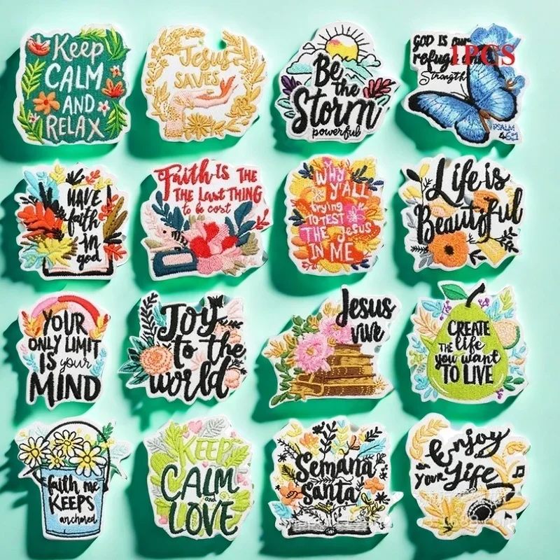 Positive Energy Embroidery Cloth Sticker Clothes Decoration Inspirational Quotes Patch Sticker Embroidery Chapter Zai Da Ai