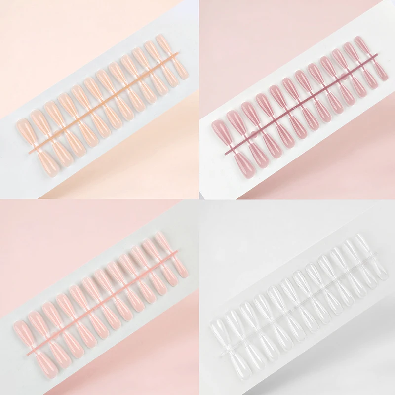 

24pcs Long Ballet Glossy Trapezoidal Solid Color False Nail Stickers French Gradient False Nail Waterproof Press On Nail Tips