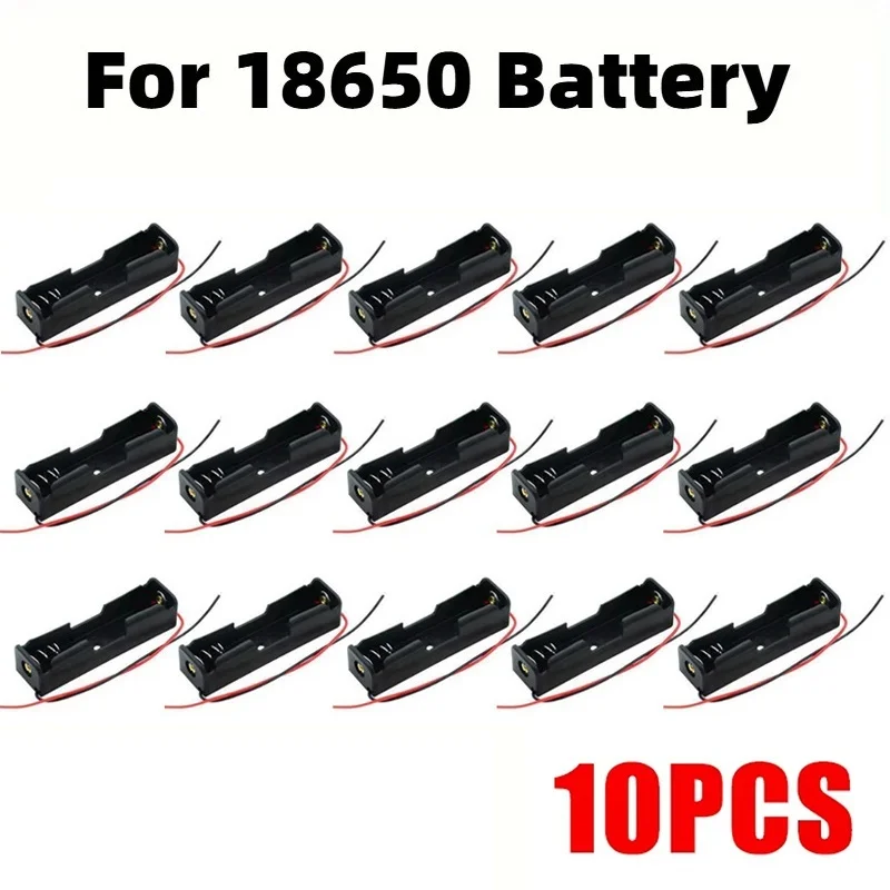 10pcs 18650 Plastic Power Bank Cases 1X 3.6V-4.2V 18650 Battery Holder Storage Box Case 1 Slot Battery Container With Wire Lead
