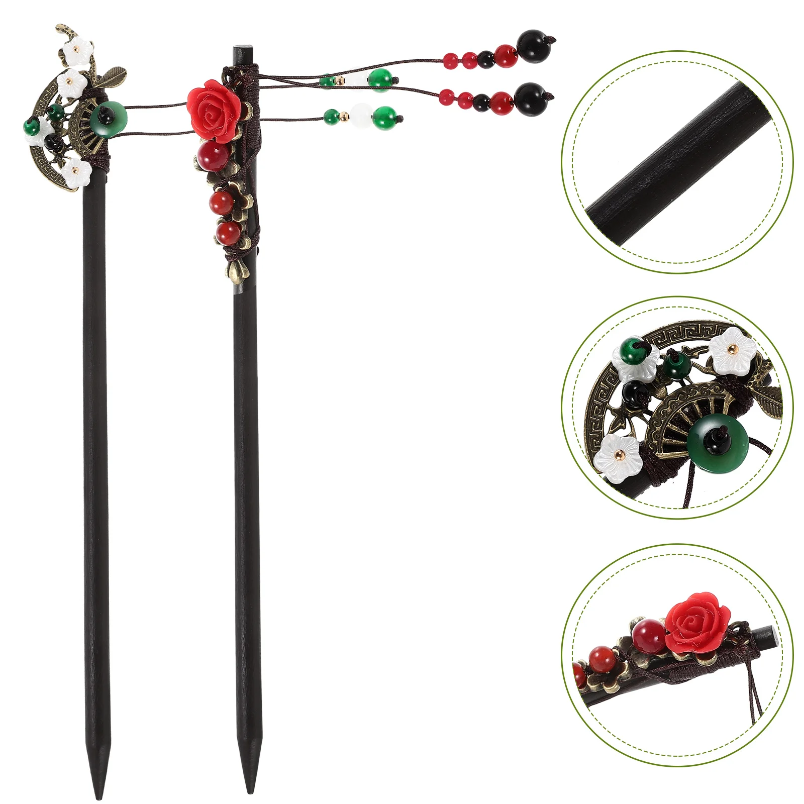 

2 шт., заколка для волос в древнем стиле, аксессуары из смолы и дерева, палочка для волос, головной убор для девочек и женщин, инструмент для завязывания волос, элегантный ретро