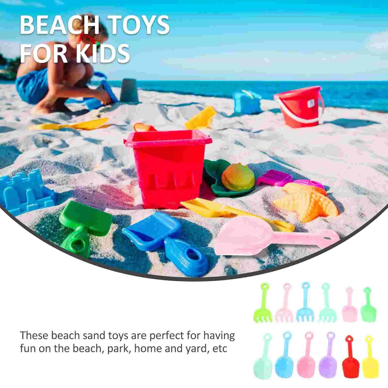 12 Pcs Children's Beach Toys Sand Shovels for Kids Safe Lightweight Plastic Digging Tools Bright Colors Fun Design Perfect Party