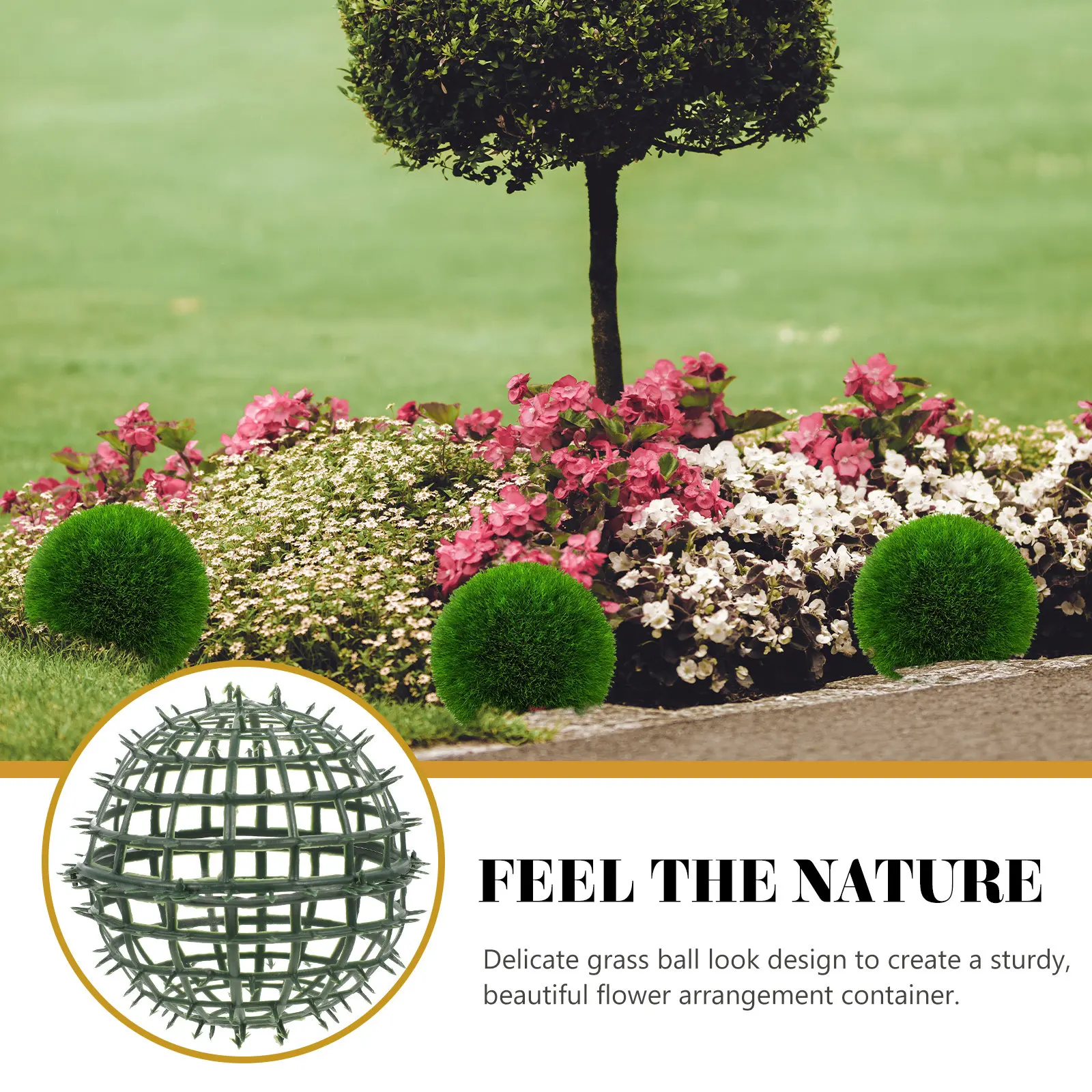 6Pcs Faux Green Ball Frame Rack Artificial Plant Topiary Support Sturdy Plastic Flower Arrangement Rack for Garden Wedding Party