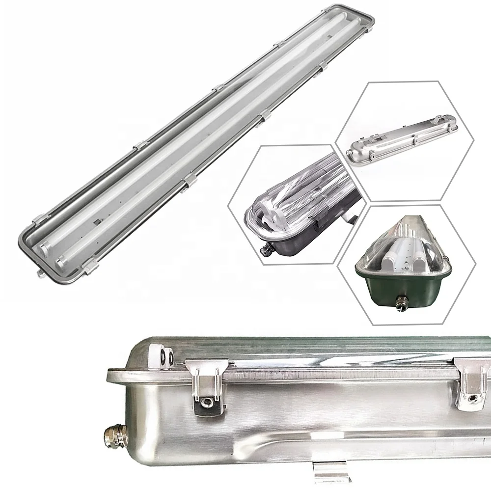 IP65 Emergency Explosion-proof LED Vapor Tight Lights 36W T8 double tube stainless steel subway interval bridge tri-proof light