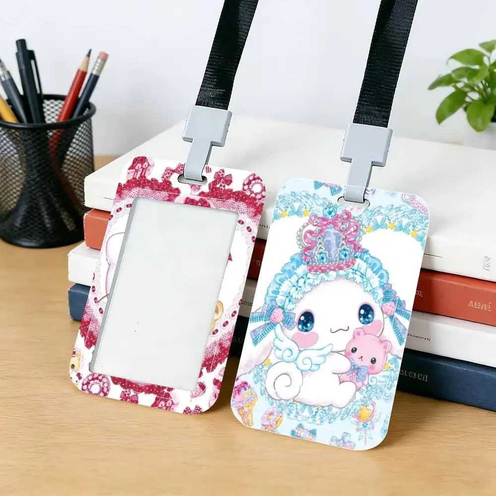 Cartoon K-Kuromi C-Cinnamoroll H-Hello Kitty Card Holder Neck Strap Pendant Door Badge Holder Lanyards Keychain Work Credential view 5