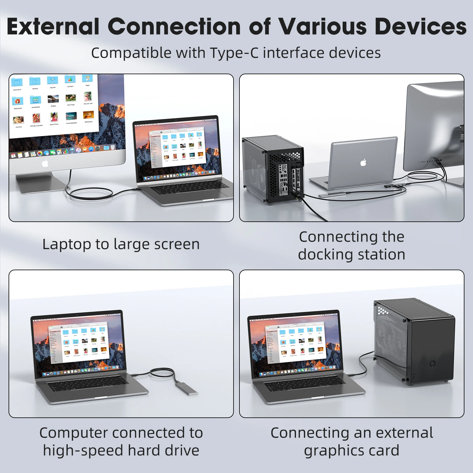 Thunderbolt 5 Cable16K@30Hz PD 240W120Gbps Optical Transmission Silver-Plated Wire Core - High-Speed Connectivity for Advanced