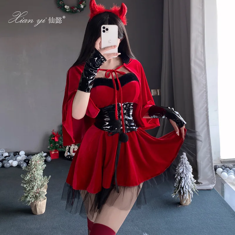 Robe de scène sexy en dentelle de boîte de nuit, uniforme de cosplay Imp, Noël, Halloween