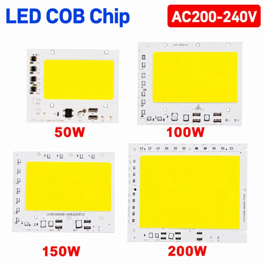 AC200‑240V LED COB Chip 50W 100W 150W 200W Integrated Driver COB LED Module for Flood Light Spotlight DIY Lighting Accessories