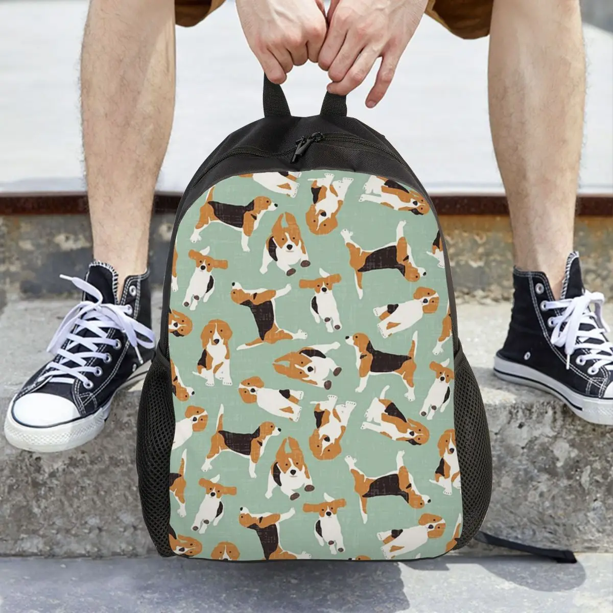 Mochila Beagle Scatter Mint para estudiantes, bolso escolar, mochila de viaje para senderismo, mochila de moda para hombres y mujeres, bolsos de hombro
