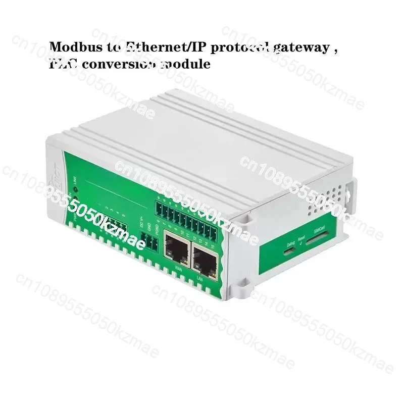 Modbus to Ethernet/IP protocol gateway, PLC conversion module, Ethernet port+RS485, protocol conversion and data transmission