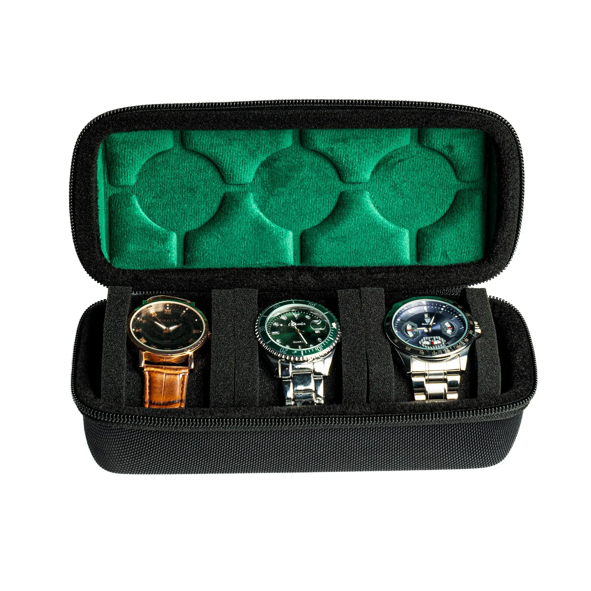 Hard Watch Travel Case,3 Slots Watch Roll Case Storage and Organizer for Men and Women,Wristwatches with Anti-Move Watch Pillow