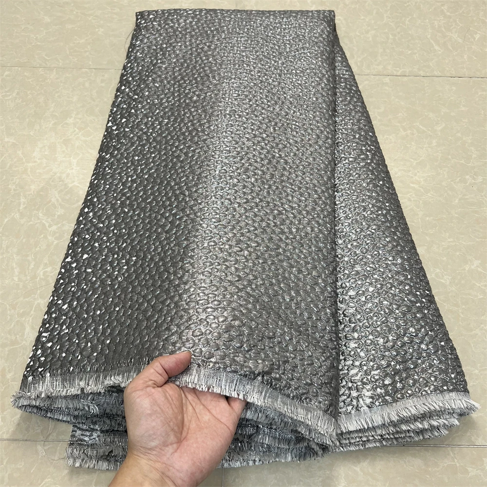 2024High Quality African Nigerian Tulle Lace Fabric Embroidery Silk Jacquard Dress Prom Party Gown For Sewing 5Yards YXZ133