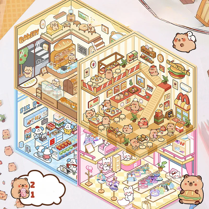 

Наклейки на хижина, визуальные стереоскопические наклейки с героями мультфильмов, материал для украшения ручного счета