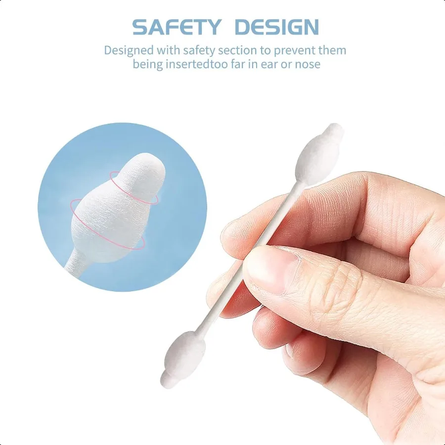 新生児用大型綿棒、紙軸付きベビー綿棒、4パック計224本入り