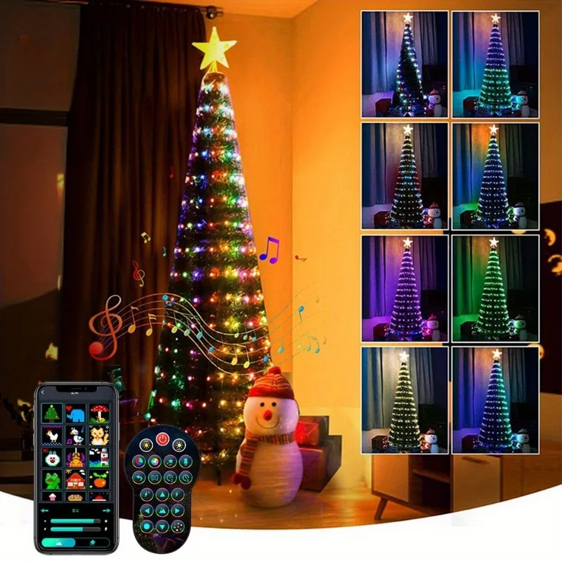 MIMI RGB الذكية شجرة عيد الميلاد الخفيفة 400 المصابيح DIY بها بنفسك الرسوم المتحركة اللون تغيير ضوء APP التحكم عن بعد لزينة شجرة عيد الميلاد