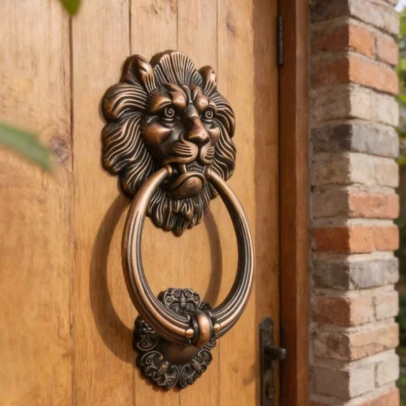 American Retro Zinc Alloy Antique Door Ring Bronze Handle Animal Head Big Lion Head Home Decorative Door Knocker