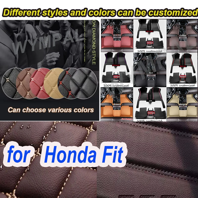 

LUXURY Customized Artificial Leather Car Floor Mat For Honda Fit 2014 2015 2016 2017 2018
