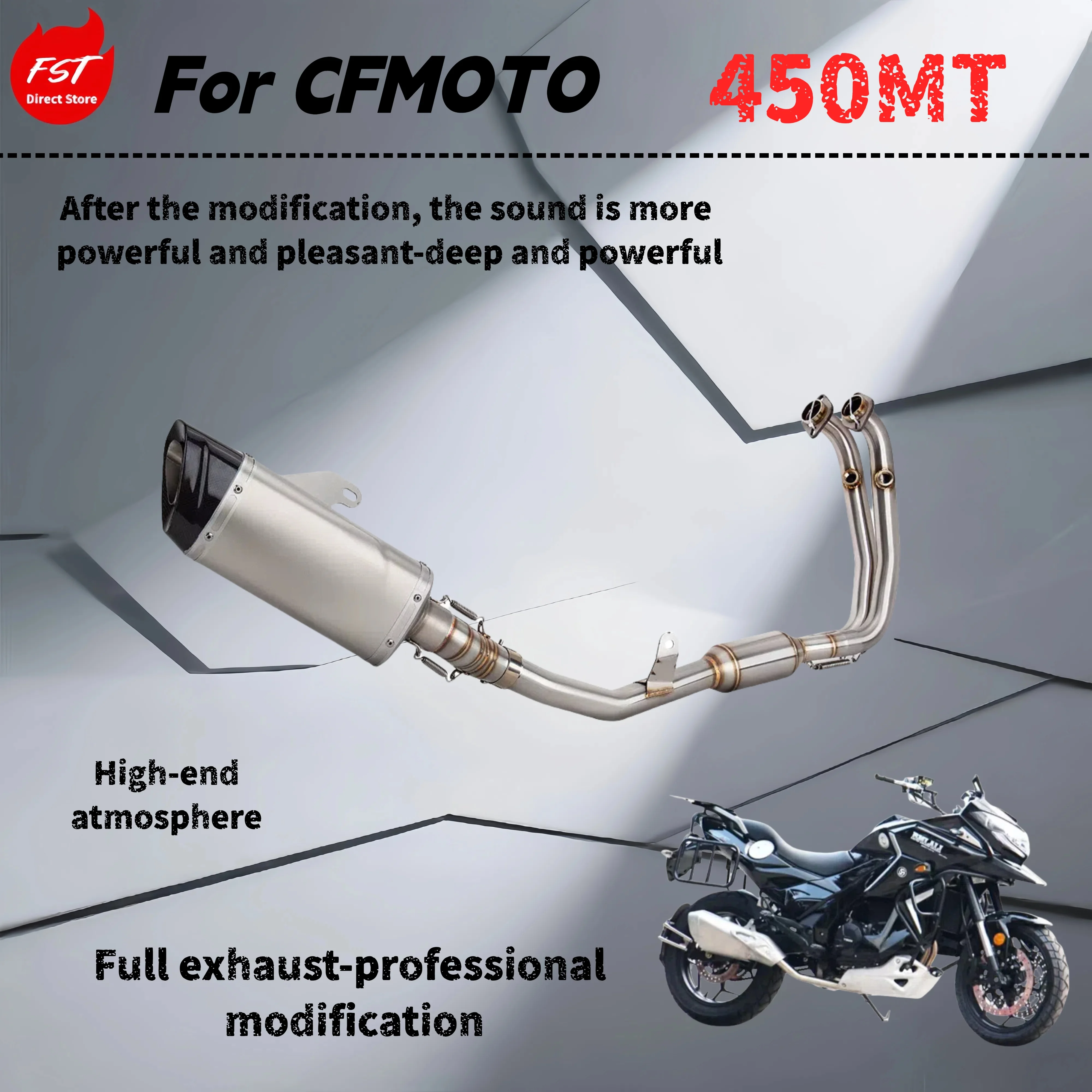 

Для CFMOTO 450MT — модифицированные передние и задние выхлопные трубы — глубокий, богатый и мощный звук.