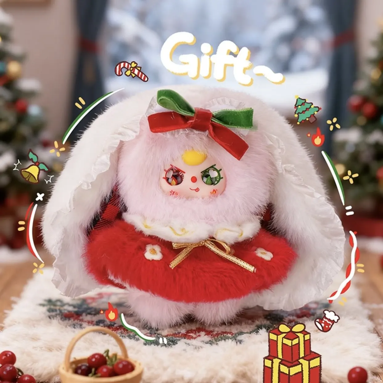 

Плюшевая игрушка-сюрприз Baby Three Winter Series: милый кролик, подвеска на сумку, рождественский подарок для детей и коллекционеров аниме