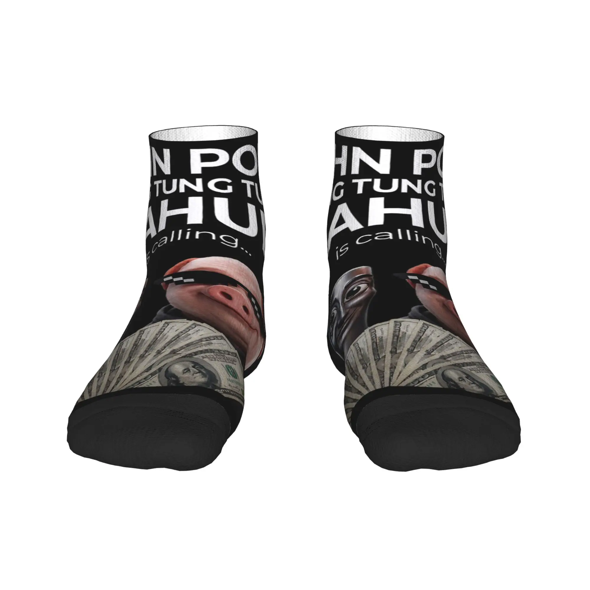 Tung Tung Tung Sahur John Pork Meme Brainrot Calling Casual Socks For Men Funny Ankle Socks Spring Outdoor Design Non-Slip Sock
