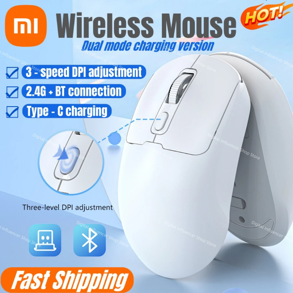 

Беспроводная двухрежимная бесшумная мышь Xiaomi, Bluetooth 5,4, перезаряжаемая, 2,4 г, эргономичная офисная игровая мышь с разрешением 1600 точек на дюйм для ПК Android Ios