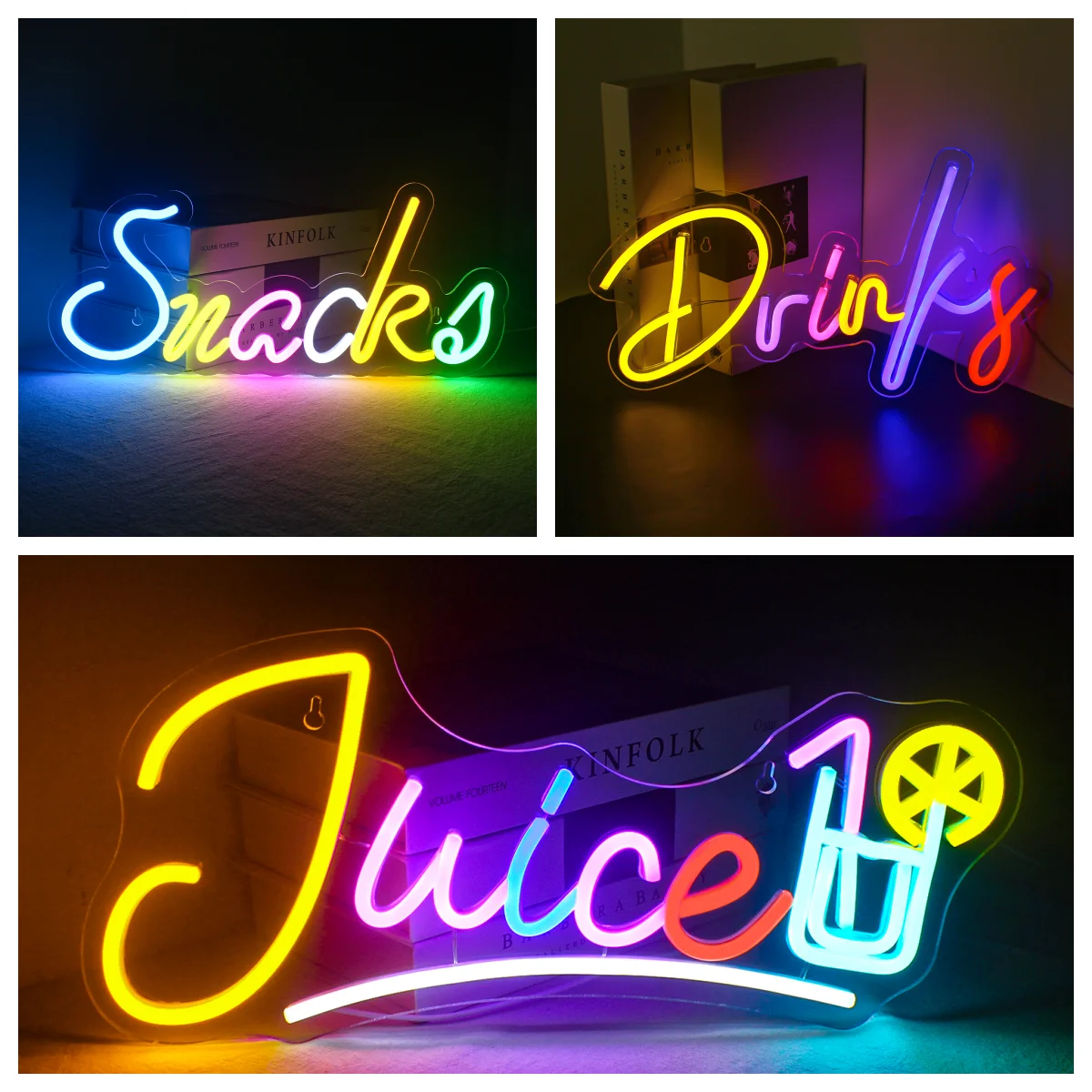 Snack Neon Sign LED Room Wall Decor USB Powered Hanging Acrylic For Fast Food Shop Lights Birthday Party Buffet Bedroom Decor