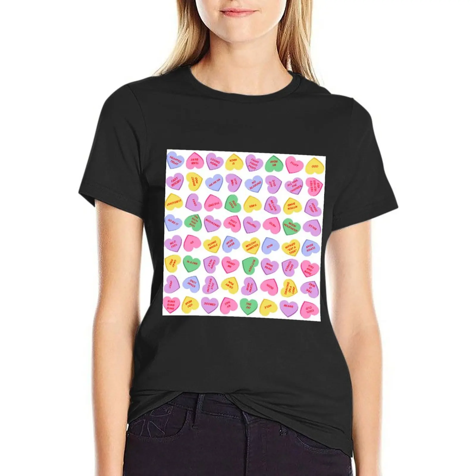 Rejected Conversation Hearts T-Shirt lady clothes anime clothes plus size t shirts for Women loose fit