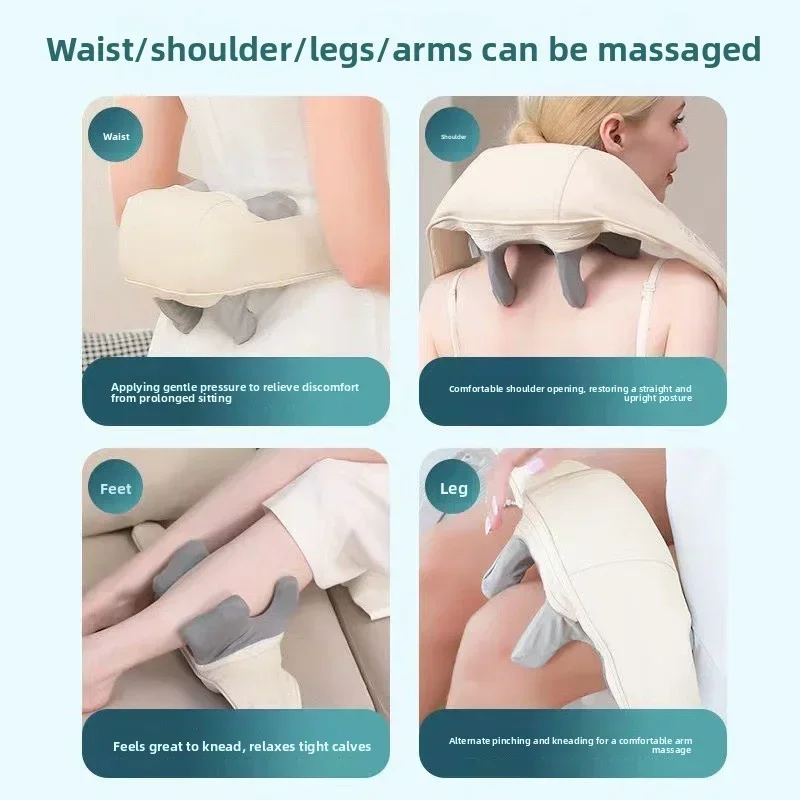 جهاز تدليك الرقبة مع وظيفة الضغط الساخن يسترخاء آلام عضلات الكتف والظهر، جهاز تدليك محمول للرقبة والأكتاف #3