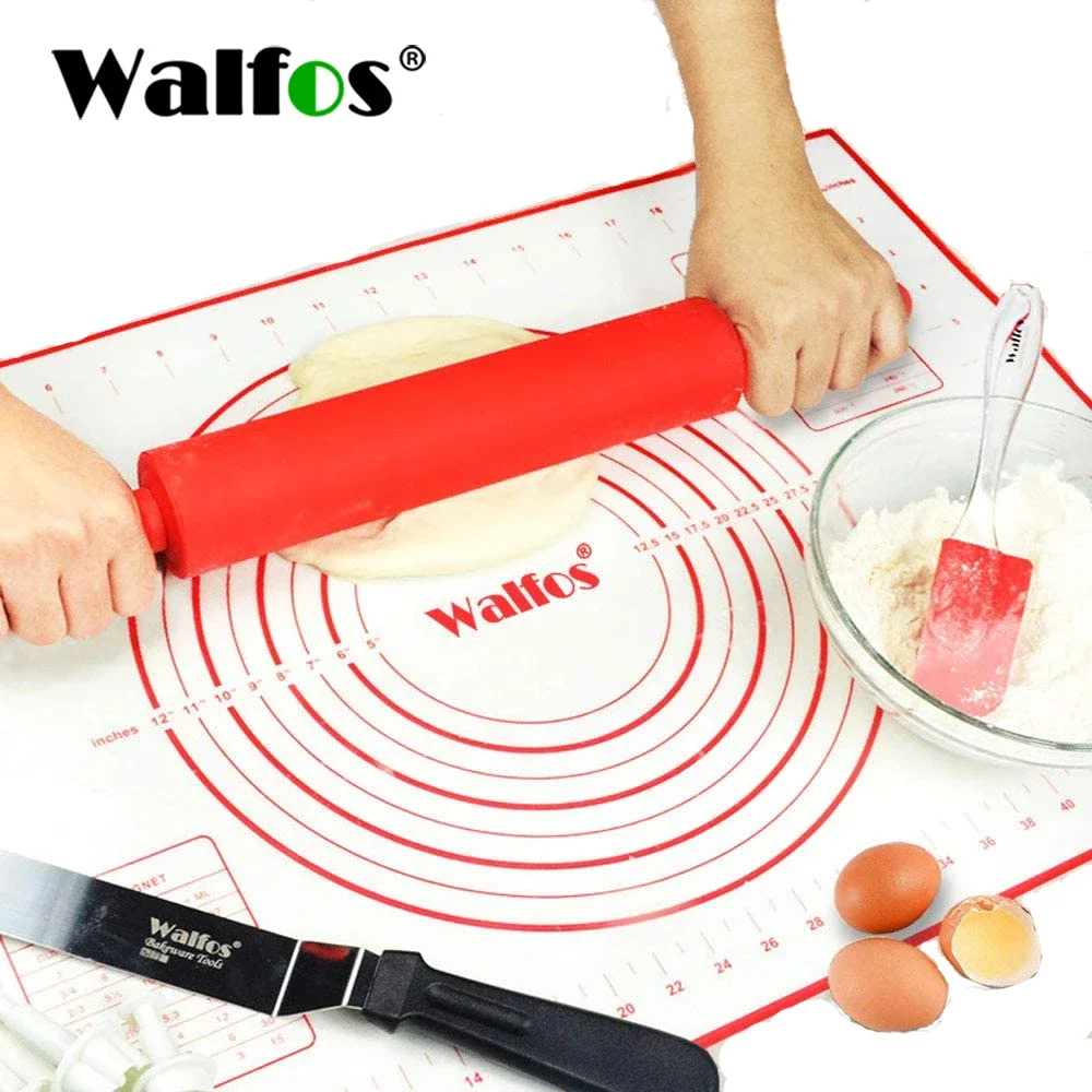 WALFOS Nonstick Kneading Mat with Measuring Silicone Baking Mat Pizza Cake Dough Mat Kitchen Cooking Tools Baking Pan Table Mat