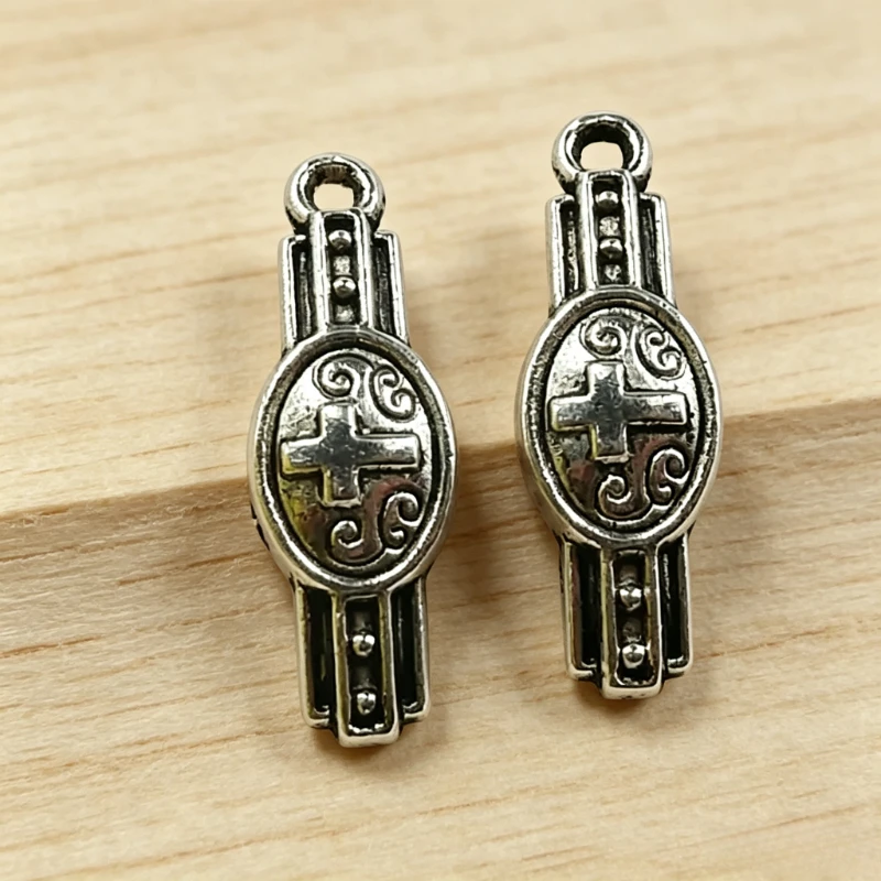 320 Stück antiksilberfarbene Armbanduhr-Anhänger, 23 x 8 mm, für Armbänder, Ohrringe, Schmuckherstellung, A111 – Detail 1