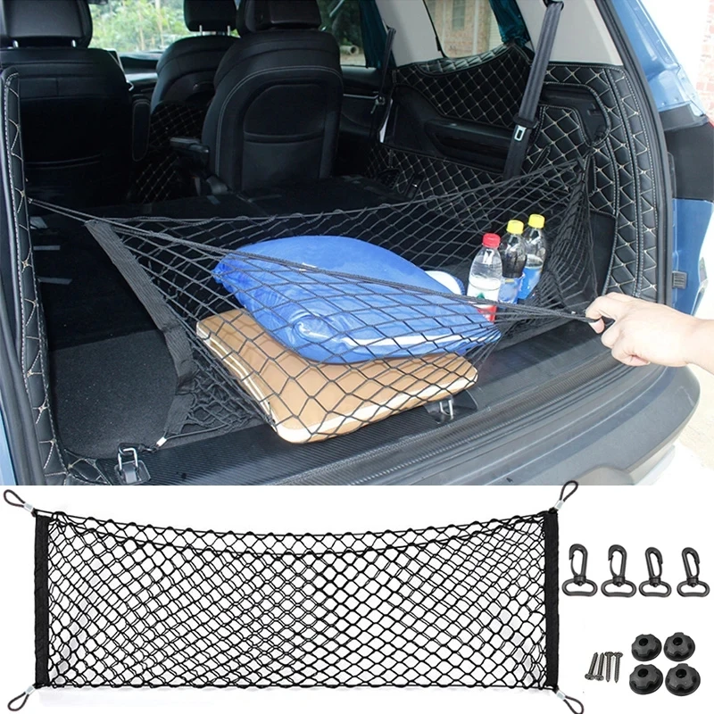 5 Size Car Boot Trunk Net Mesh Elastic Nylon Rear Back Cargo Trunk Storage Organizer Luggage Net Holder Car Accessories