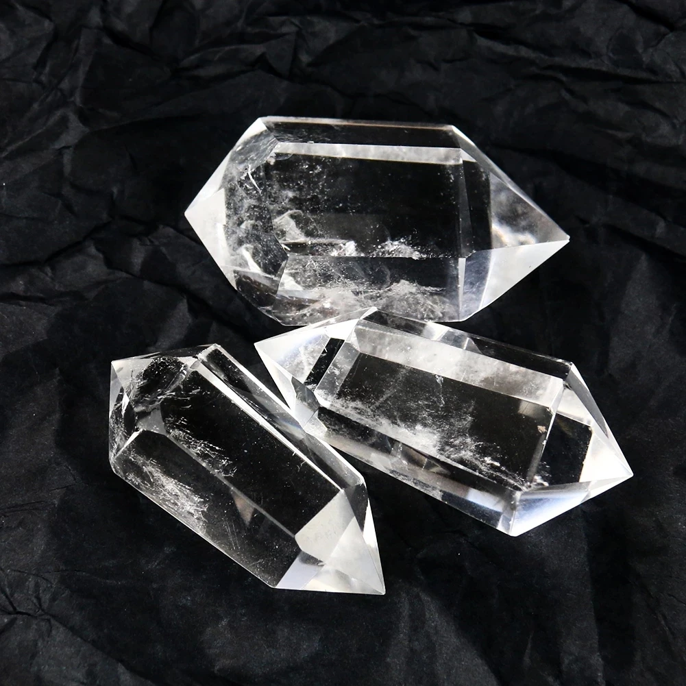 Natural Transparent White Crystal Pillar Stone Quartz Healing Pendant Druzy DIY Necklace Double Points Energy Jewelry Accessory