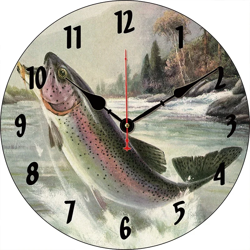 Fish Wall Clock Round Silent Clocks Wall Mounted Carfts Art Decor For Home Bedroom Living Room Office Decoration